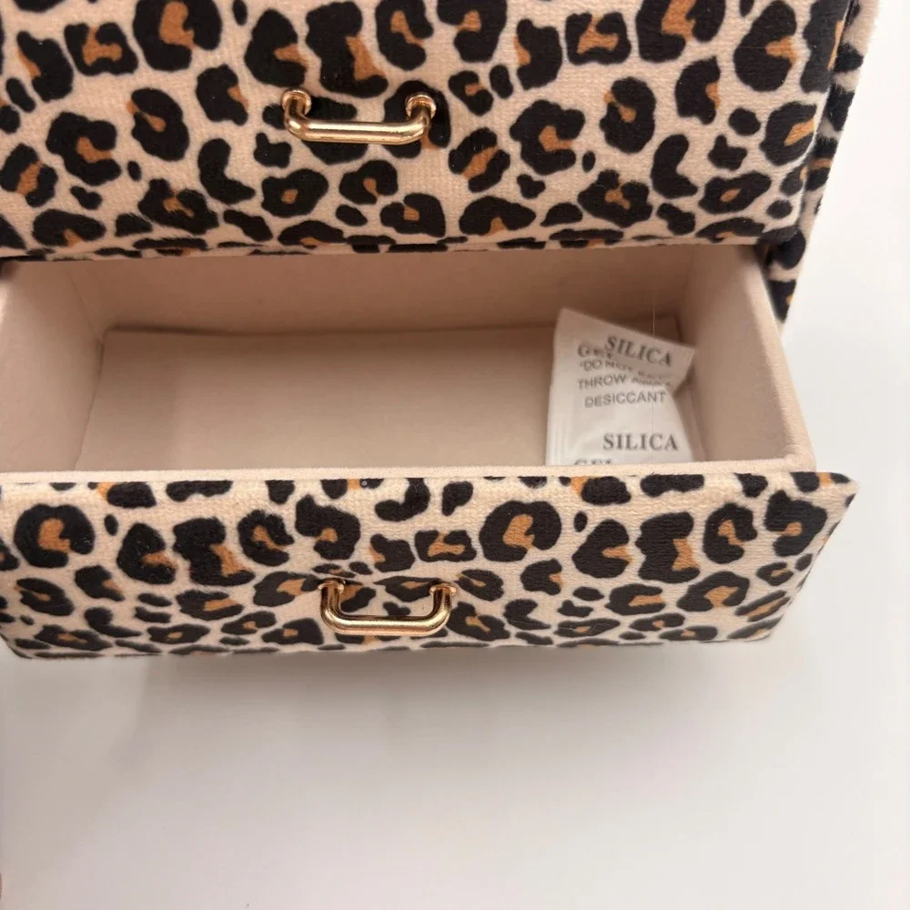 Willow & Riley Leopard Print Miniature Bed and Dresser Jewelry Box Set 2pc NEW